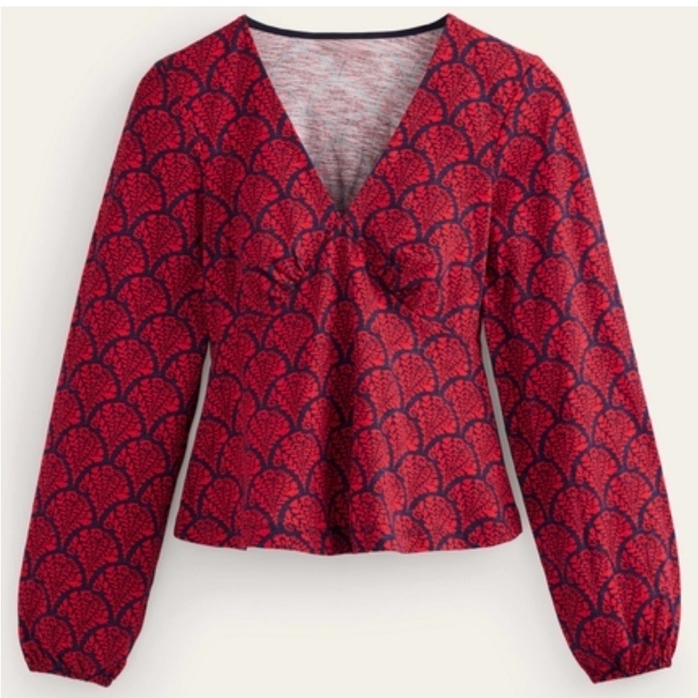 Boden Red Patterned Women's Top